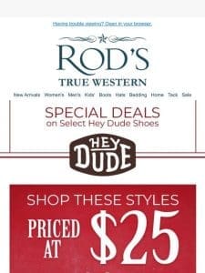 $25 Select Hey Dude Shoes! One Day Only