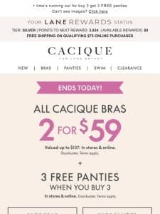 2/$59 BRAS + $15 TEES! Both END TONIGHT!