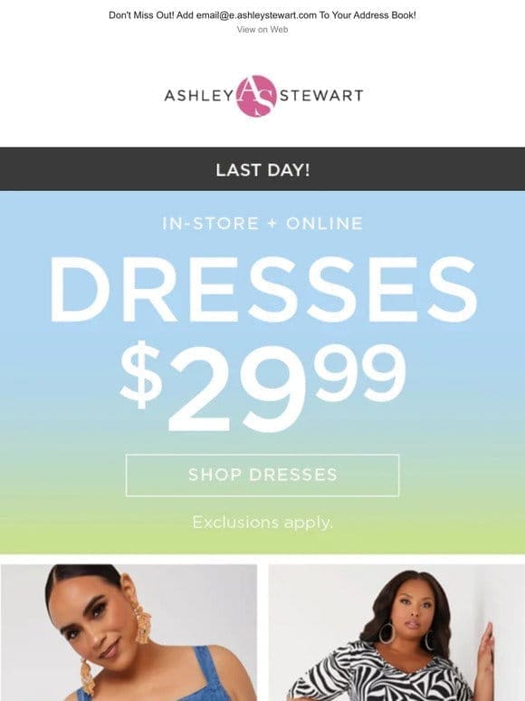 $29.99 dresses and 50% off tops!