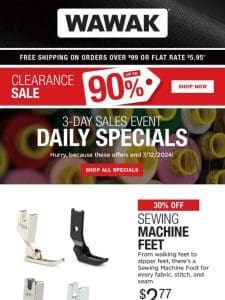 3-Days SALES EVENT! 30% Off Industrial Sewing Machine Feet