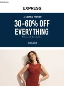 30-60% off ALL dresses for the long weekend
