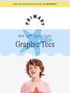 30% OFF   Graphic Tees in 100% Cotton