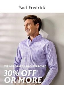 30% off a huge selection of non-iron shirts.