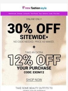 30% off + extra 12% just for you!