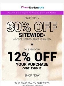 30% off + extra 12% just for you!