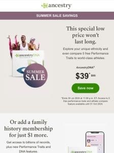 $39 AncestryDNA + package deal!