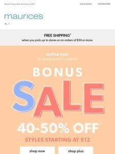 40-50% OFF BONUS SALE ?