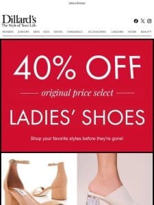 40% Off Select Ladies’ Shoes