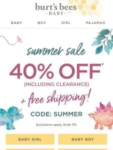 40% off all the things! Free shipping too!