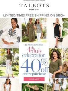 40% off everything + $39.50 linen tops LAST DAY