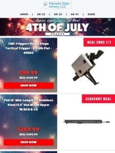 4th Of July Closeout Deal! | PSA 16″ Midlength Stainless Steel Hex Railed Upper w/BCG & CH $269.99!