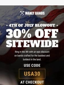 4th of July Sale: 30% OFF Sitewide