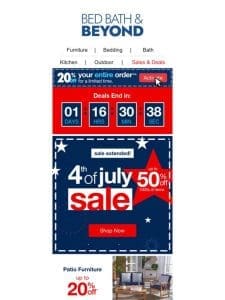 4th of July Sale EXTENDED   20% Off Your ENTIRE ORDER