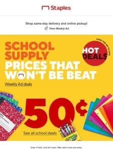 50¢ school deals — HAPPENING NOW!