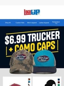 $6.99 Trucker + Camo Hats