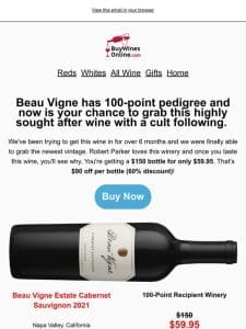 $90 Off this cult favorite wine from a winery that Robert Parker loves!