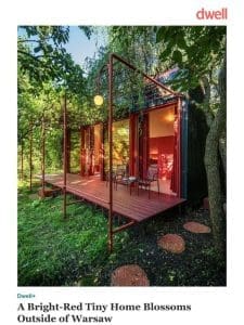 A Bright-Red Tiny Home Blossoms Outside of Warsaw