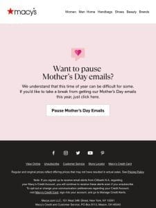 A note about our Mother’s Day emails