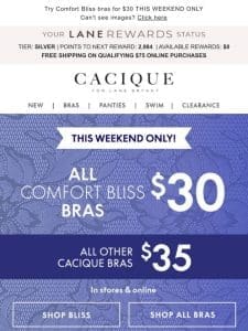 ALL CACIQUE BRAS $35 OR LESS