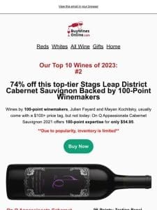 ALMOST GONE: Get 74% OFF This 95-Point Stags Leap District Cabernet Sauvignon!