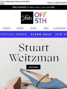 Act fast! Extra 20% OFF Stuart Weitzman Flash Sale