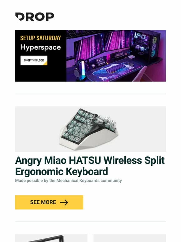 Angry Miao HATSU Wireless Split Ergonomic Keyboard， Kaviso Cache EDC Display Valet， Angry Miao Cyberboard Terminal Mechanical Keyboard and more…