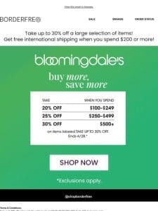 Announcing: Special Bloomingdale’s Sale! Be the first to get it