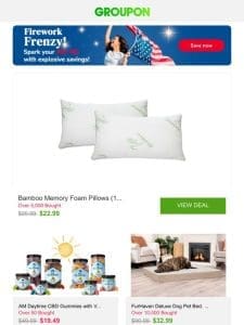 Bamboo Memory Foam Pillows (1- or 2-Pack) and More