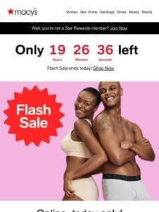 Basics Flash Sale: 40-60% off online only， ends tonight!