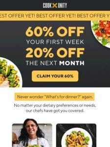 Become a Home Chef  ‍  (Without the Work!): 60% Off First Week