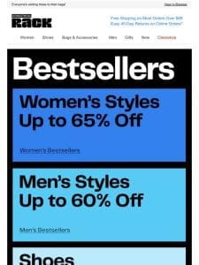 Best-selling women’s styles up to 65% off