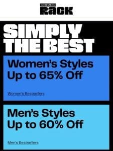 Best-selling women’s styles up to 65% off