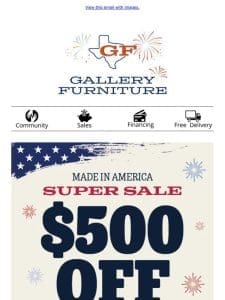 Big Savings on Made in America Furniture – $500 OFF!