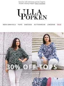 Blouses， prints， endless shapes all 30% off