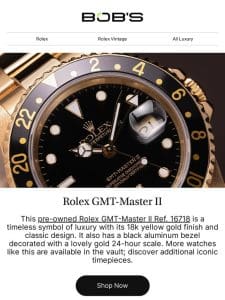 Bold and Brilliant | Black & Gold Rolex GMT-Master II Now Available