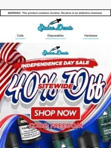 Boom! 40% Off for Independence Day!