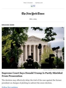 Breaking news: Supreme Court says Trump has some immunity from prosecution