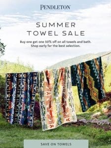 Buy one towel get one 50% off