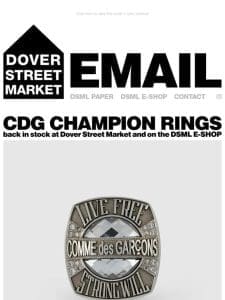 CDG Champion Rings back in stock at Dover Street Market and on the DSML E-SHOP