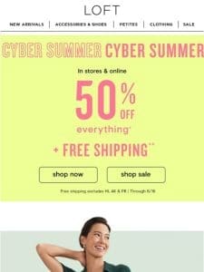 CYBER is on! 50% off everything + FREE shipping