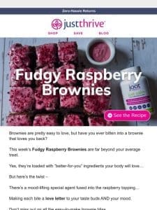 Calming fudgy raspberry brownies (recipe)