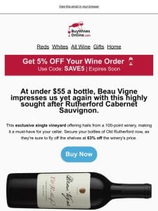 Can’t Beat 63% OFF This Napa Cabernet From 100-Point Beau Vigne!