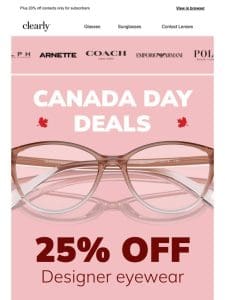 Celebrate Canada Day with 25% off designer styles