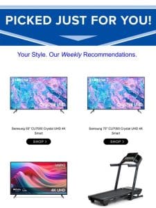 Check out the Samsung 55″ CU7000 Crystal UHD 4K Smart TV & more…