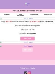 Christmas in July Sale， Up to 80% OFF!!!