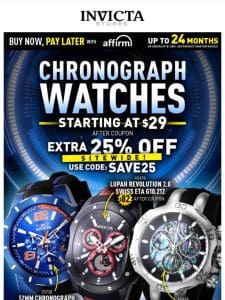 Chronographs From $29 After Coupon SAVE25