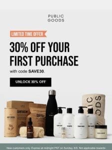 Claim 30% off + get FREE sustainable essentials