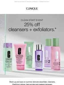 Clean Start Event   Take 25% off summer cleansing essentials.