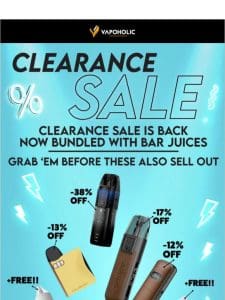 Clearance Sale + Free Vape Juice