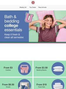 College bath & bedding picks for a squeaky-clean school year